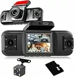 NHOPEEW 4 Kanal Dashcam 360°- 1080P vorne und hinten innen Links rechts Dashcam für Autos - 2-Zoll-Bildschirm Autokameras mit 8 IR-Nachtsicht, Loop-Aufnahme 64G TF-Karte