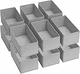 DIMJ Schubladen Organizer Kleiderschrank Organizer - Schrank Organizer Stoff Unterwäsche Organizer, Drawer Organizer Faltbare für Baby Kleidung, Hosen, Kinder Socken, 12 Stück (Hellgrau)