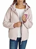 DENIMFY Fleecejacke Damen Regular Fit DFLea Teddyfleece Kapuzenjacke Winterjacke Übergangsjacke Stehkragen, Größe:L, Farben:Light Greyish Rose-Warm Grapeslate Grey