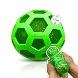 alldoro 60294 XXL Mesh Squishy Stress Ball, zum Drücken & Kneten, grün mit Glitzer, Ø ca. 11 cm, Fidgetspielzeug für Kinder ab 3 Jahren