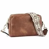 BOSTANTEN Damen Crossbody Bag mit verstellbarem Farbigem Riemen, Damen Umhängetasche aus PU Leder, Schultertasche für Frauen