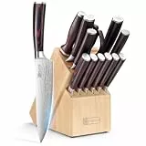 PAUDIN Messerblock Set 14-teilig aus 1.4116 Edelstahl mit Holzblock, Wetzstahl&Schere, Rostfrei, extrem scharf Küchenmesser Set für Haushalt & Profis, FDA, Ideal als Geschenk