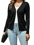 Dosieyeo Leichte Strickjacke Damen Langarm Cardigan mit Knöpfen Casual V Ausschnitt Feinstrickjacke für Herbst Frühling schwarz,M