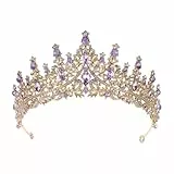 minkissy Violette Kristallkrone Brauthaarschmuck für Hochzeit Haarschmuck Tiara für Mädchen Kronen Brauthaarschmuck Diademe Mädchen Haarschmuck Hochzeit Kopfschmuck