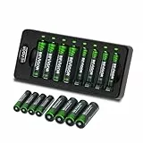 Bevigor 8 x AA und 8 x AAA NiMH-Akkus, Ladegerät, Schnellladegerät, Akku, Ladegerät-Set