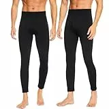 SIMIYA Lange Unterhosen Herren Winter - Lange Unterhose Männer mit Eingriff und Thermo Weichem Innenfleece Leggings Bottoming Stretchbund Winddicht Thermounterhose(2 x Schwarz,XXL-3XL)