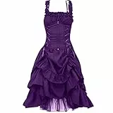 Mittelalter Kleid Damen Steampunk A-Linie Kleider Spitzen Vintage Gothic Kleidung Ärmellos Hohe Taille Abendkleid Halloween Kostüm Renaissance Mittelalterkleid Lang Elegant Partykleid