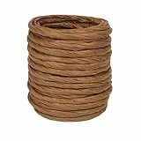 ALLWSLucky 12M Naturbast Papierband, 4mm Bast Raffia Natur Papierschnur, Raffiabast Papierband für DIY, Raffia Garn Bastband für Geschenkverpackung, Weben, Dekoration und Gärtnern (Koffie)