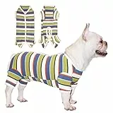 TONY HOBY Hundeschlafanzug, Hunde-Overall, buntes Hundeshirt, Hunde-OP-Behandlungsanzug für kleine und mittelgroße Hunde (blau&weiß - Männlich, S)