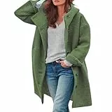 Generisch Wollmantel Damen - Mantel Damen Winter Lang Übergangsmantel Mit Kapuze Wintermantel Einfarbig Trenchcoat Elegant Kuscheljacke Mit Taschen Freizeitjacke Outdoor Winterjacke
