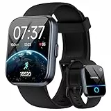 Smartwatch Herren Damen, 1.85' Smart Watch mit Telefonfunktion/Whatsapp, Fitnessuhr Herren mit Herzfrequenz/Schlafmonitor, 10 Tage Akku, 3ATM Wasserdicht Pulsuhr Damen für Samsung/iOS/Android, Alexa