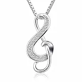 B.Catcher Halskette Kette Anhänger 925er Silber Notenschlüssel Music Damen Schmuck 45CM Kettenlänge