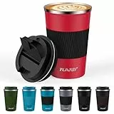 Tlater Kaffeebecher to Go, 13oz/380ml Thermobecher Kaffee to Go mit Deckel - Coffee Becher - Doppelwandiger Vakuum-Edelstahl Kaffeebecher Thermo für Heiß- und Kaltgetränke, Kaffeewasser und Tee