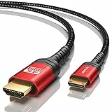 JSAUX Mini HDMI auf HDMI Kabel 2M, High Speed [4K@60Hz, 2K@120Hz, 18Gbps] HDMI 2.0 Kabel Support 3D, HDR, ARC, Bi-Directional, Kompatibel mit Kamera, Laptop, Projector, HDTV, Monitor, Raspberry Pi