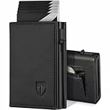TEEHON Geldbörse Herren, Portmonee Herren mit Münzfach & RFID Schutz, Leder Portmonee Slim Wallet Geldbeutel, 10 Fächer für Kreditkarten, Magnetischer Wallets for Men, Kartenetui Herren - Schwarz