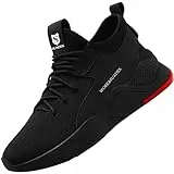 SUADEX Arbeitsschuhe Sicherheitsschuhe Herren Damen Leicht Atmungsaktiv Stahlkappenschuhe Unisex Sneaker mit Stahlkappe (02-Schwarz 44EU)
