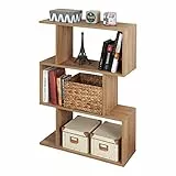 RICOO Standregal 3 Regalböden WM072-EC Raumteiler Regal schmal Eiche braun 97 x 70 x 25 cm Bücherregal Holzregal Wand Würfelregal Büroregal klein Regale & Ablagen Bookshelf Wandregal Holz