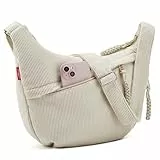 Jiliyote Crossbody Bag Damen Umhängetasche cord Tasche,Halbmond Tasche mit verstellbare Schultergurt und Reißverschluss für Reisen und Uni (Beige)