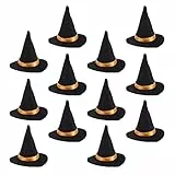 Toyvian 12 Stück Mini- Filz- Hexenhüte Halloween- Mini- Hexenhüte Halloween- Weinflaschenabdeckungen Hexenhut Flaschenaufsatz für Halloween- Party- Dekoration DIY- Handwerk