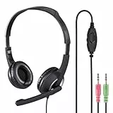 Hama PC Headset mit Mikrofon (Ultra leichte Kopfhörer, On-Ear Ohrhörer, gepolsterte Ohrmuscheln, Stereo, Computer-Kopfhörer mit Lautstärkeregler am Kabel, 2 m Kabellänge, 3,5 mm Klinke) schwarz