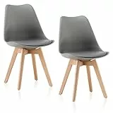 Deuline Esszimmerstühle Esszimmerstuhl 28mm stärke Massivholzbeine SGS geprüft Polsterstuhl Stühle Oslo 2er-Set GRAU 521245