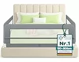KESSER® Bettgitter 180 cm Bettschutzgitter Kinderbettgitter für Kinder Babybettgitter Klappbar, Tragbar, Kinderbett Kinderbettschutzgitter Rausfallschutz, Bett & Elternbett hoch: 42 cm, Hellgrau
