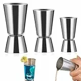 3 Stück Cocktail Messbecher Set, 3 cl/4 cl/5 cl Cl Messbecher Cocktail, Mischbecher, Zubehörverteilung Swing Cocktail, Jigger für Bar und Party, Edelstahl in Silber, Home Bartending