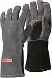 YESWELDER 35cm Leder MIG Schweißhandschuhe, Hitze und Feuerbeständig, Große Feuerfeste Handschuhe mit Kevlar-Nähten, Geeignet für Grill/BBQ/Holzofen/Ofen/Kamin/Schneiden