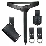 HiiFeuer 5 Stück Mittelalter Gürtel Kostüm Zubehör Renaissance Rock Wanderung Wikinger Horn Gürtel Holster Dolch Holster Schwert Frosch (Schwarz A)