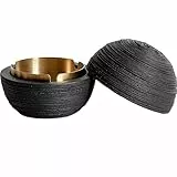 Cutfouwe Moderner Mülleimer - Beton-Metall-Φ12 x 11cm, Minimalistisch & Hygienisch - Perfekt für Büro und Küche,Schwarz,12cm