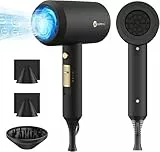 Slopehill Ionen Haartrockner, 1800W Föhn für Schnelles Trocknen, Salon Haarfön mit Heiß-/Kalttaste, 3 Fön Concentrators and Diffuser, 3 Temperatureinstellungen, 2-Gang（Graphit Schwarz）
