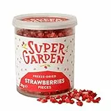 Super Garden Gefriergetrocknete Erdbeerstückchen - 100% Natürliche Fruchtstücke ohne Zucker & Zusätze - Knackiger Snack für Müsli, Joghurt & Desserts - 32g Wiederverschließbare Packung