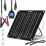 ECO-WORTHY 10W Aktualisiert Solar Autobatterie Ladegerät 12V, Monokristalline Solarmodul Erhaltungsladung, Solar Trickle Charger mit Halterung und Kabeln für Wohnwagen Auto Boot Motorrad