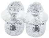 Vunavueya Hausschuhe Mädchen Baumwolle Pantoffeln Jungen Warme gefüttert Pantoletten Kinder Winter Plüsch Bequem Slipper Schuhe Koalas Grau 33/34 EU_230