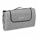 Relaxdays XXL Picknickdecke, 200x200 cm, Fleece Stranddecke, grau