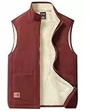 AIEOE Herren Fleeceweste Outdoor Westen mit Taschen Casual Winterweste für Männer Warm Ärmellos Fleecejacke mit Plüsch Gefüttert - L