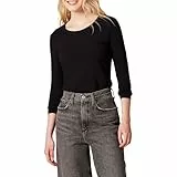 Amazon Essentials Damen Regular-Fit Langarm-T-Shirt Rundhalsausschnitt (In Übergröße Erhältlich), Schwarz, L