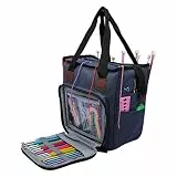 Coopay Häkeltasche für Garn, Leichte Stricknadeln, Häkelnadeln Tasche, Nähkörbe, Geeignet für Mädchen, Damen, Senioren, hochwertiges wasserdichtes Oxford-Gewebe,Kein Zubehör (Reihergrau)
