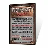 Putuo Decor Werkstatt Regeln Blechschild – Vintage Metallschild für Werkstatt, Garage, Männerhöhle, Mechaniker Deko