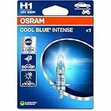 OSRAM COOL BLUE® INTENSE H1, +100% mehr Helligkeit, bis zu 5.000K, Halogen-Scheinwerferlampe, LED-Look, Einzelblister (1 Lampe)