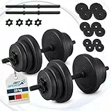 ArtSport® 2er Hantelset 20kg - Kurzhantel Set mit 2 Kurzhanteln, 12 Gewichte/Hantelscheiben und Sternverschlüsse - Krafttraining Kurzhantelset Hantel