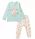 Nuribom Schlafanzug für Jungen und Mädchen - Kinder Baumwolle Pyjama 90-140 (Flower Deer, 120)