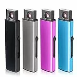 4 Pack Sturmfeuerzeug Elektronisches Feuerzeug, Winddicht Elektrisch Feuerzeug, Akku-USB-Feuerzeuge, Doppelseitige Zündung Flammenloses Sturmfeuerzeug, Ohne Gas