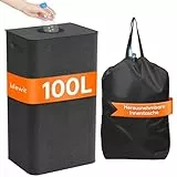 Lifewit 100L Pfandflaschen Sammelbehälter mit Deckel, Pfandsammler Organizer and Altglas Aufbewahrung mit Einwurf, Leergutbehälter fur Recycling Abstellraum Flaschentasche, Dunkelgrau