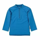 Sterntaler Badeshirt langarm uni – UV-Schutz 50+ Schwimmshirt – Unisex Beachwear schnelltrocknend – Kinder Rashguard mit Reißverschluss & Kinnschutz – leuchtblau, Größe 104