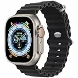 MroTech Silikon Ocean Armband für Apple Watch Ultra 2 / Ultra 49mm 45mm 44mm, Soft Sport Armband für watch Serie Ultra 10 9 8 7 6 5 4 3 2 1 SE Ersatzarmband, 49/45/44/42 mm Schwarz