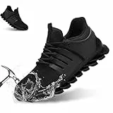ZIGSAM Sicherheitsschuhe Herren Arbeitsschuhe mit Stahlkappe Leicht wasserdichte Schuhe für Männer Sportlich Leicht Atmungsaktive rutschfest Sneaker（45，Schwasrz）