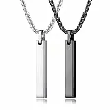 YAODCA Herren Halsketten Edelstahl Silber und Schwarz Bar Anhänger Halskette für Männer Frauen Paare Halsketten Herren Kette Halskette A