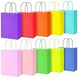 30 Stück Papiertüten 10 Farben Geschenktüten, Kraftpapiertüten mit henkel, Geschenktüten für Hochzeitsfeier, Candy Tüten zum Verpacken von Kindergeburtstag, Party, Geschenken, Feiern(15 x 8 x 21 cm)