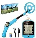 OMMO Metalldetektor für Kinder, Hochpräziser Metalldetektoren mit LCD-Display, Leichter Kinder-Metalldetektor mit Verstellbarem Stiel, 6 '' Suchspule, Golddetektor mit Schaufel Rechen, Azure